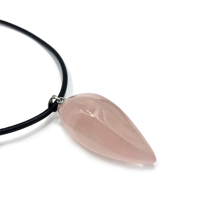 Кулон із рожевого кварцу на шнурі, фото 1