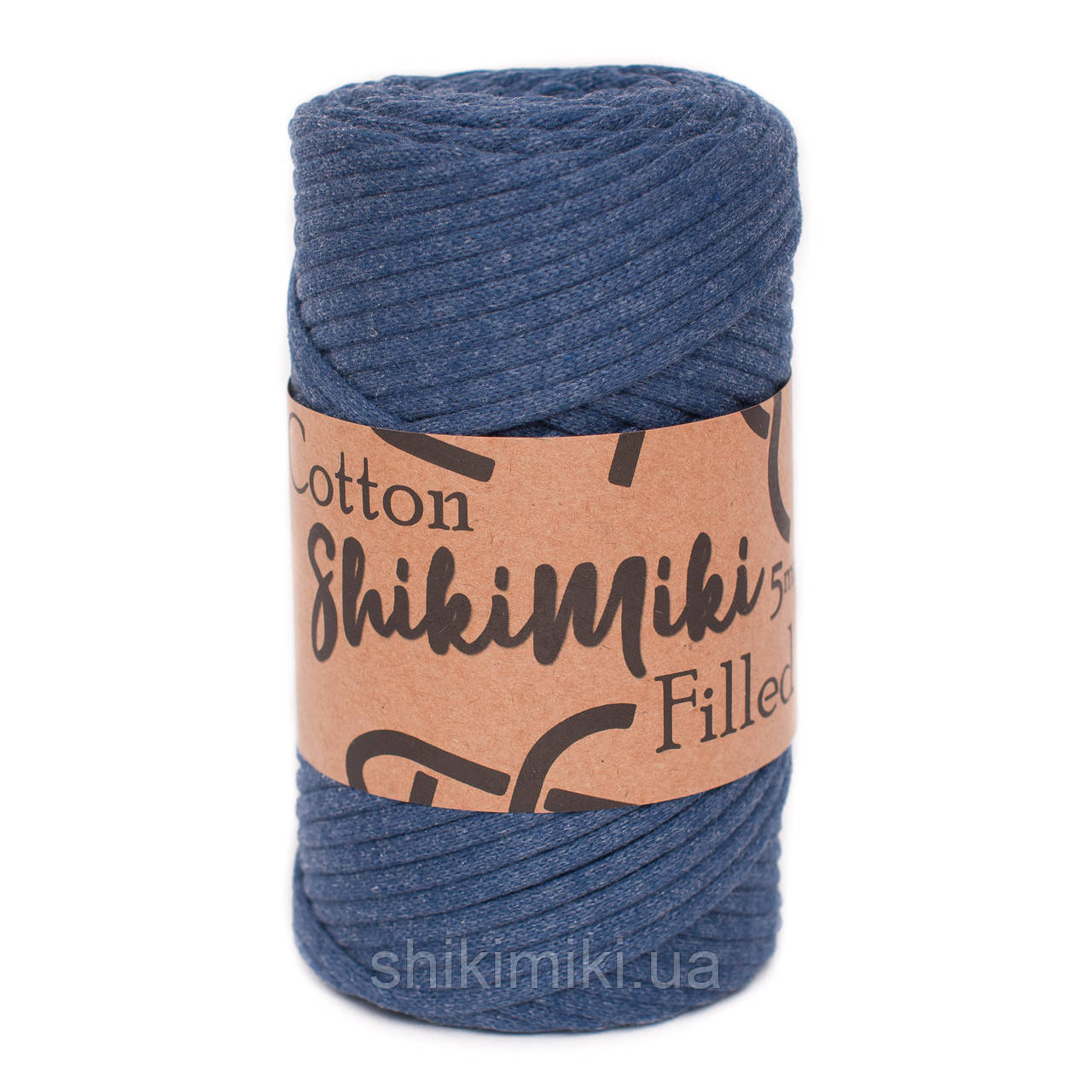 Трикотажний бавовняний шнур Cotton Filled 5 мм, колір Синій джинс