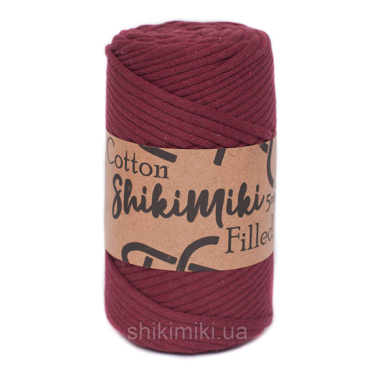 Трикотажний бавовняний шнур Cotton Filled 5 мм, колір Бордовий