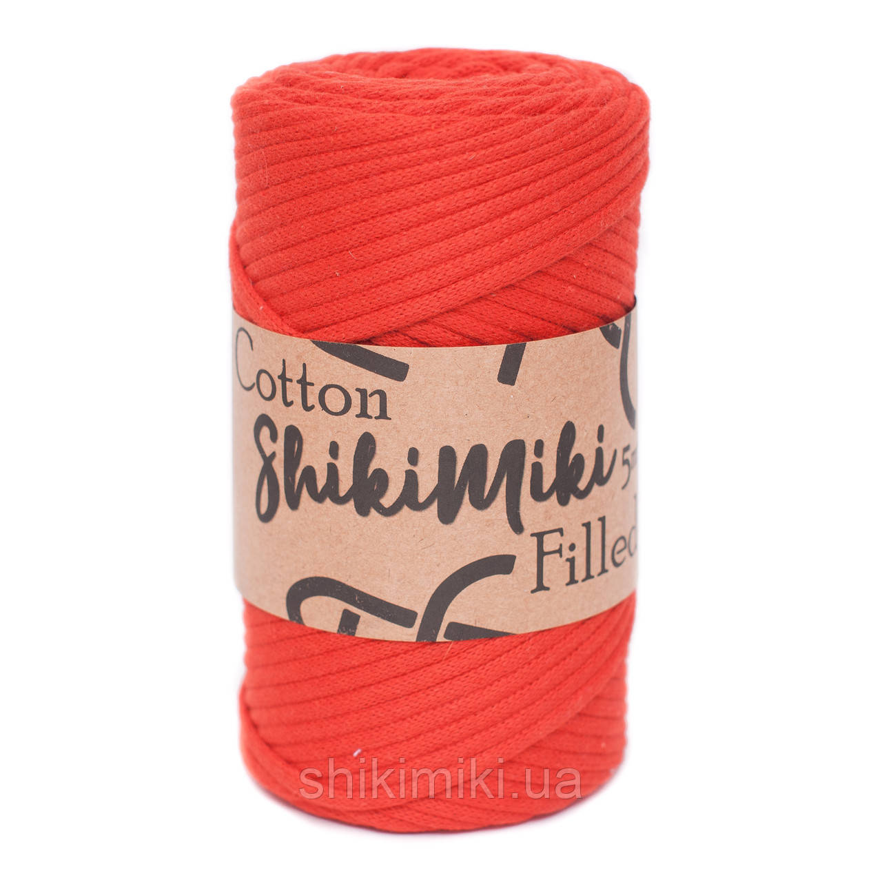 Трикотажний бавовняний шнур Cotton Filled 5 мм, колір Червоний корал