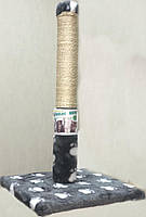 Когтеточка - столбик на подставке с лапками Пушистик (сизаль) серая 50/30 см.