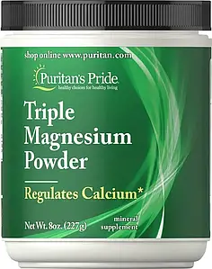 Магній-цитрат, магній-оксид, магнію аспартату Puritan's Pride Triple Magnesium Powder 227 г (167 порц.)