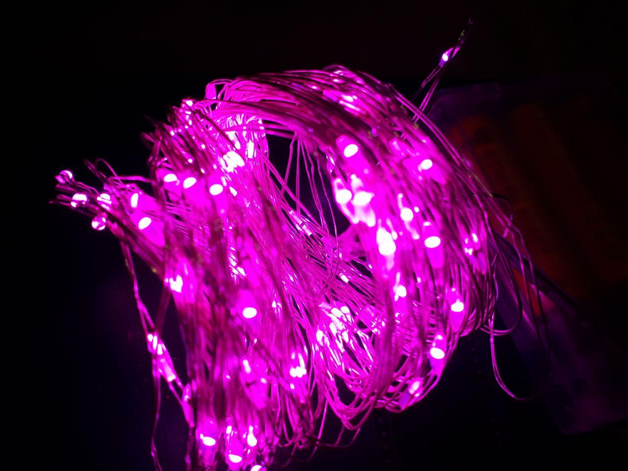 Гірлянда "роса" 10 м LED, рожевий [nx0097]  на батарейках