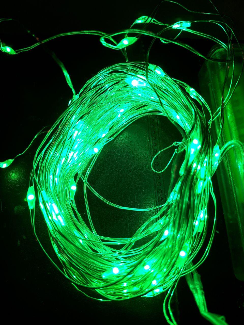 Гірлянда "роса" 10 м LED, зелена  [nx0097]  на батарейках, фото 1