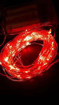 Гірлянда "роса" 10 м LED, червона  [nx0097]  на батарейках