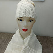 Набір підлітковий шапка+ білий шарф 30032831, фото 6