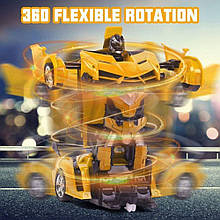 Машинка-трансформер з пультом Bugatti Robot Car 1:18 жовта