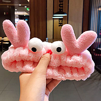 Жіноча пов'язка на голову Fashion RT32. Косметична пов'язка для фіксації волосся Рожева