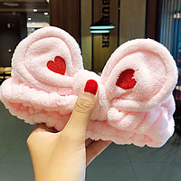 Жіноча пов'язка на голову Fashion RT33. Косметична пов'язка для фіксації волосся Рожева