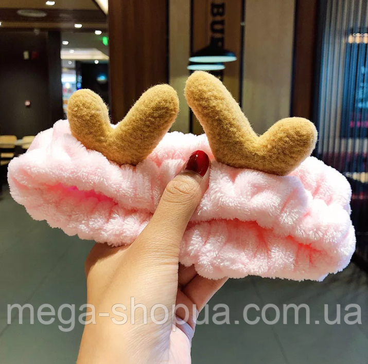 Жіноча пов'язка на голову Fashion RT34. Косметична пов'язка для фіксації волосся Рожева 