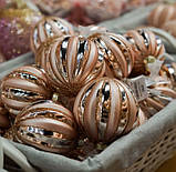 Новорічні кулі на ялинку "Пудра" 8 см, набір 6 шт. (скло), фото 2