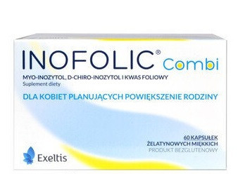 Харчова домішка Інофолік комбі Inofolic Combi для відновлення фертильності та поліпшення овуляції, 60 капсул