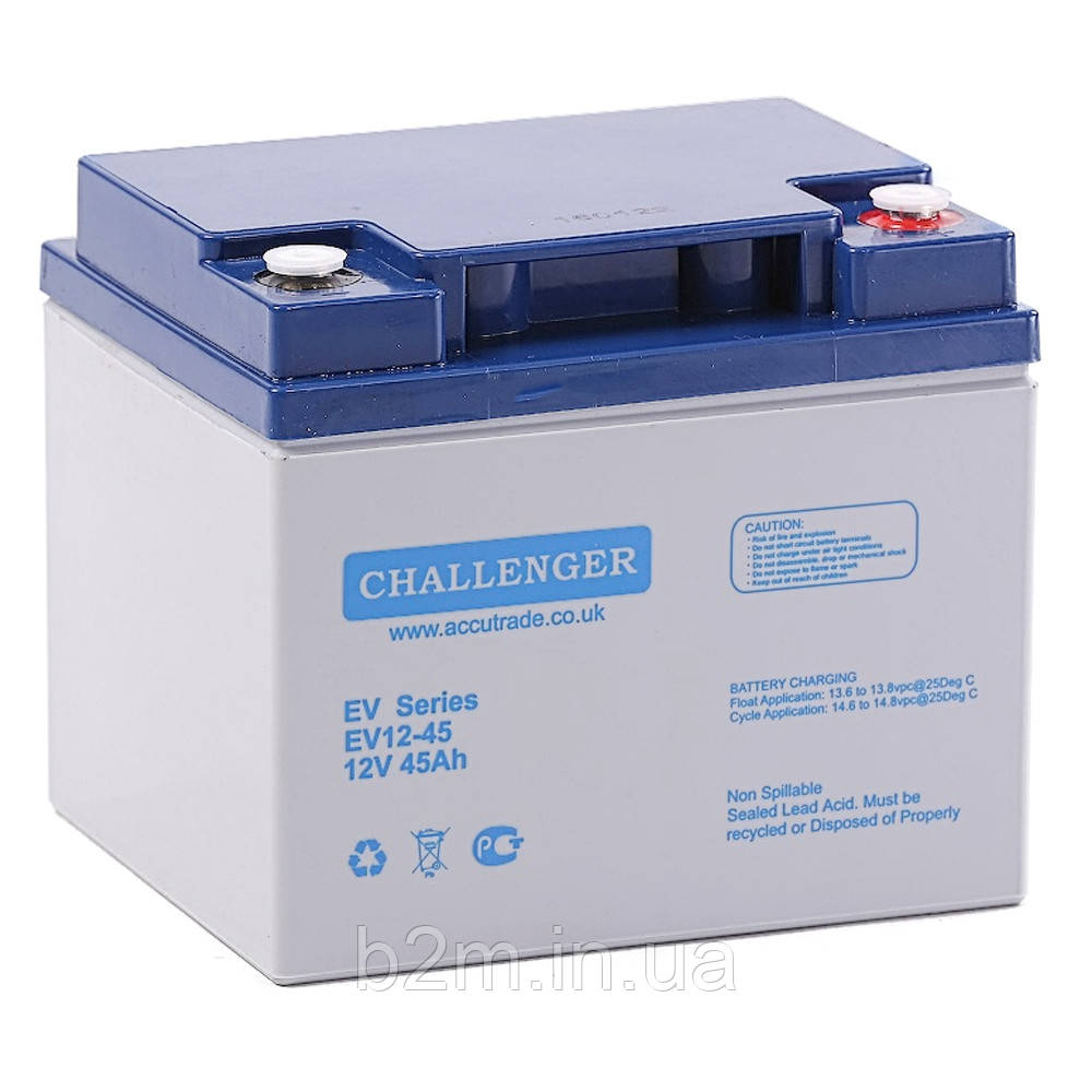 Тяговая аккумуляторная батарея Challenger EVG-12-45 Gel, 12V 45Ah, под клему F10(M8), ( 198 х 168 х 171 ), Q1 - фото 1 - id-p1252973141