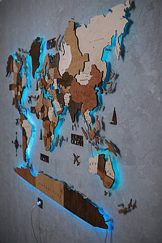 Мапа світу на стіну з підсвіткою доставка по всьому СНД