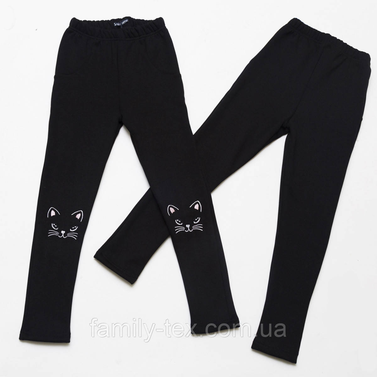 Лосіни на хутрі для дівчинки з кошенятами чорний Смайл Тайм Smile Time Black Kitten, чорні, фото 1