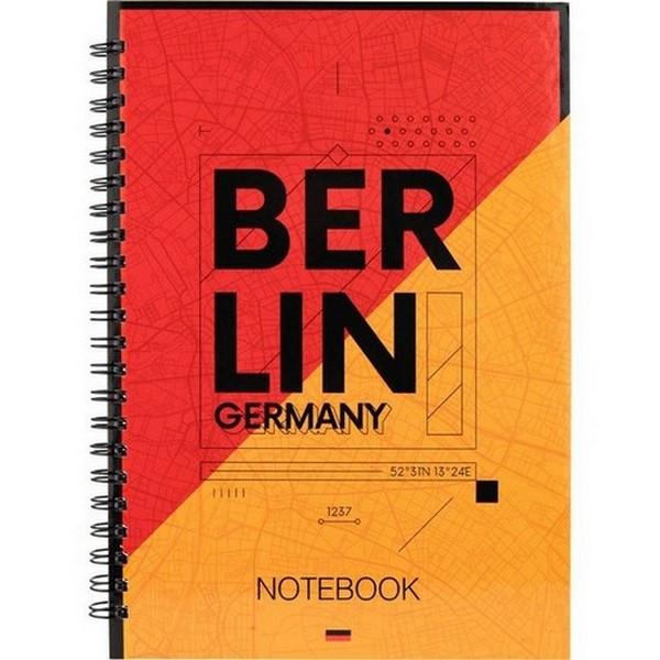 Зошит А5 96арк., в клітинку, на спіралі, тверда обкладинка Axent Berlin