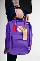 Рюкзак Fjallraven Kanken Classic Rainbow 16л Топ качество с радужными ручками, Фиолетовый