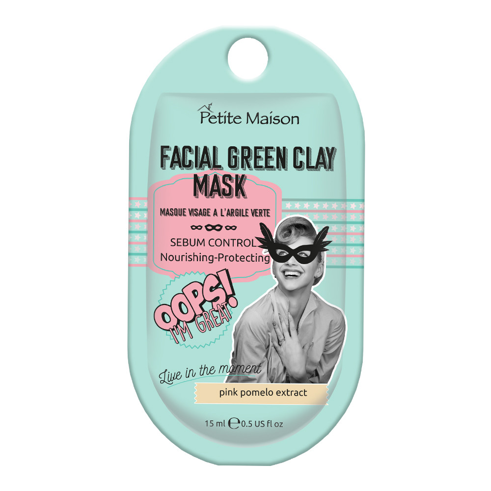 Поживна маска для обличчя з зеленої глини 15 мл Petite Maison - фото 1 - id-p1510304334
