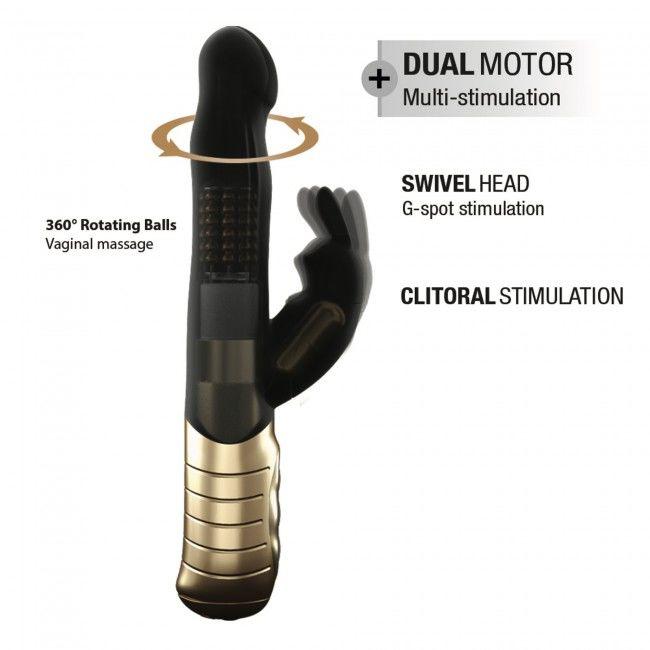 Вибратор-кролик Dorcel Baby Rabbit Gold 2.0 с жемчужным массажем и вращающейся головкой LB