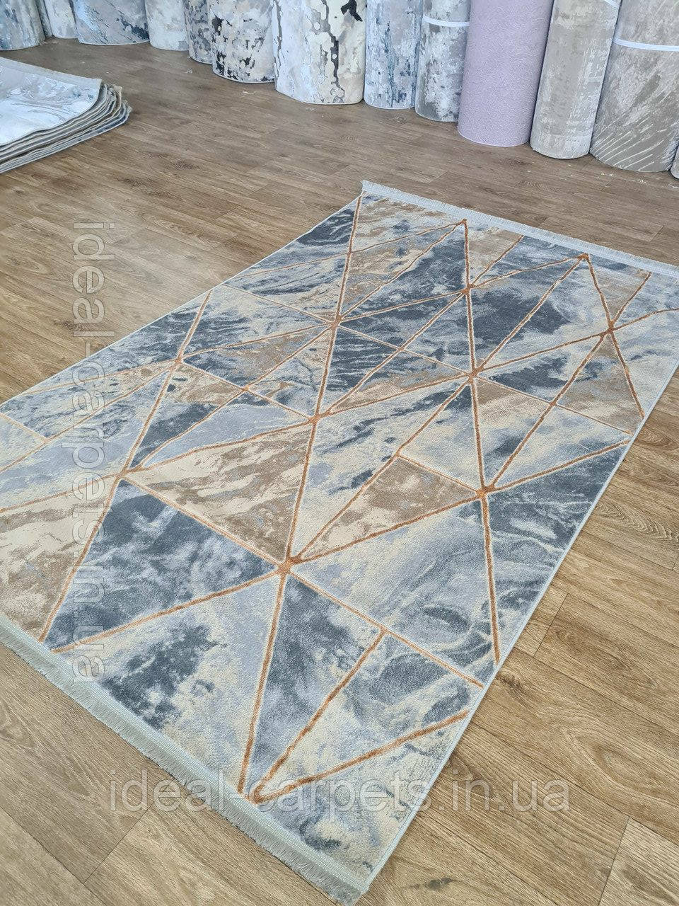 Килим Modern 1.6x2.3м Grey Gold 0087 Короткий ворс, фото 1