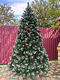 Пишна новорічна штучна Ялинка ногогодняя 1,5 м з інеєм, шишками і перлами, штучні ялини і сосни з напиленням, фото 6