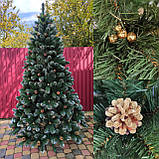 Пишна новорічна штучна Ялинка ногогодняя 1,5 м з інеєм, шишками і перлами, штучні ялини і сосни з напиленням, фото 7
