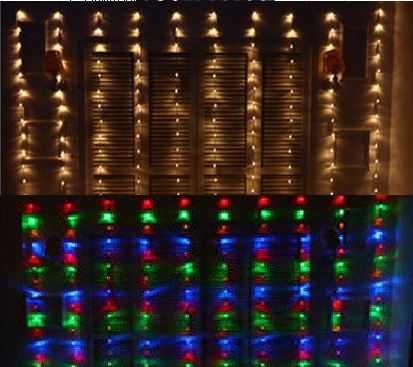 Гірлянда прозорий провід Водоспад Конус 240L 1,5м*1,5м колір мультик (240L-M) 1/50, фото 1