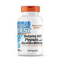 Натуральная добавка Doctor's Best Betaine HCL Pepsin and Gentian Bitters, 120 капсул