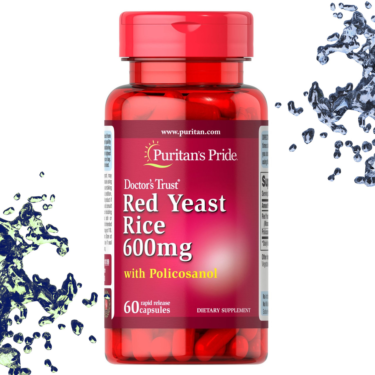 Червоний дріжджовий рис Puritan's Pride Red Yeast Rice 600 мг 60 капсул, фото 1