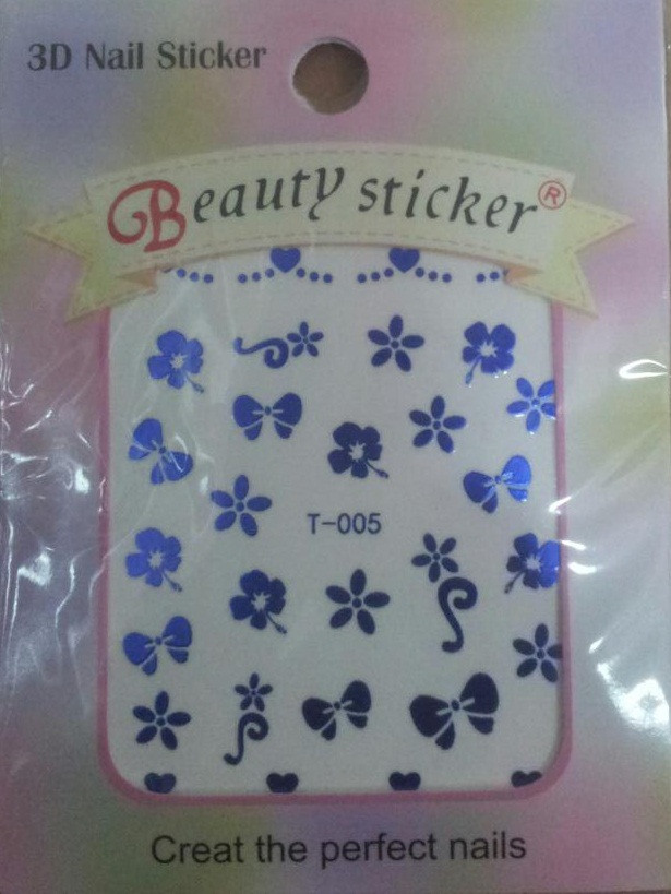 Наклейки на нігті 2D кольорові на водній основі Beauty Stiker