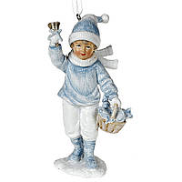 Різдвяний підвісний декор хлопчик із дзвіночком 13 см Новорічна іграшка на ялинку Подарунок на св. Нікола