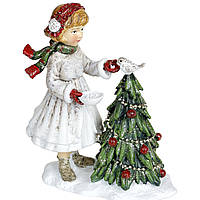 Новогодняя фигурка (статуэтка) девочка с птичкой 12см Подарок на день св. Николая Рождество