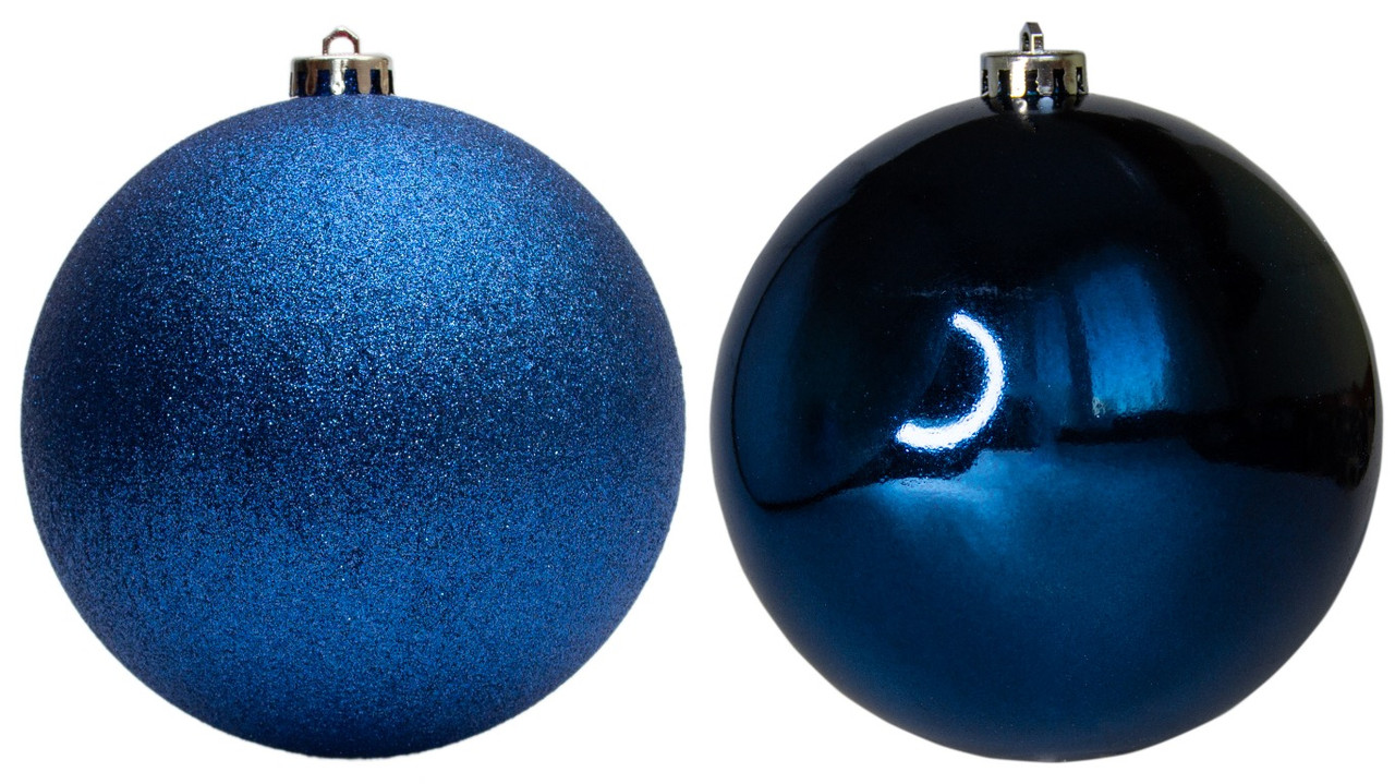 Набір ялинкових іграшок - кулі, 2 шт, D15 см, синій, мікс, пластик (031344-2), фото 1