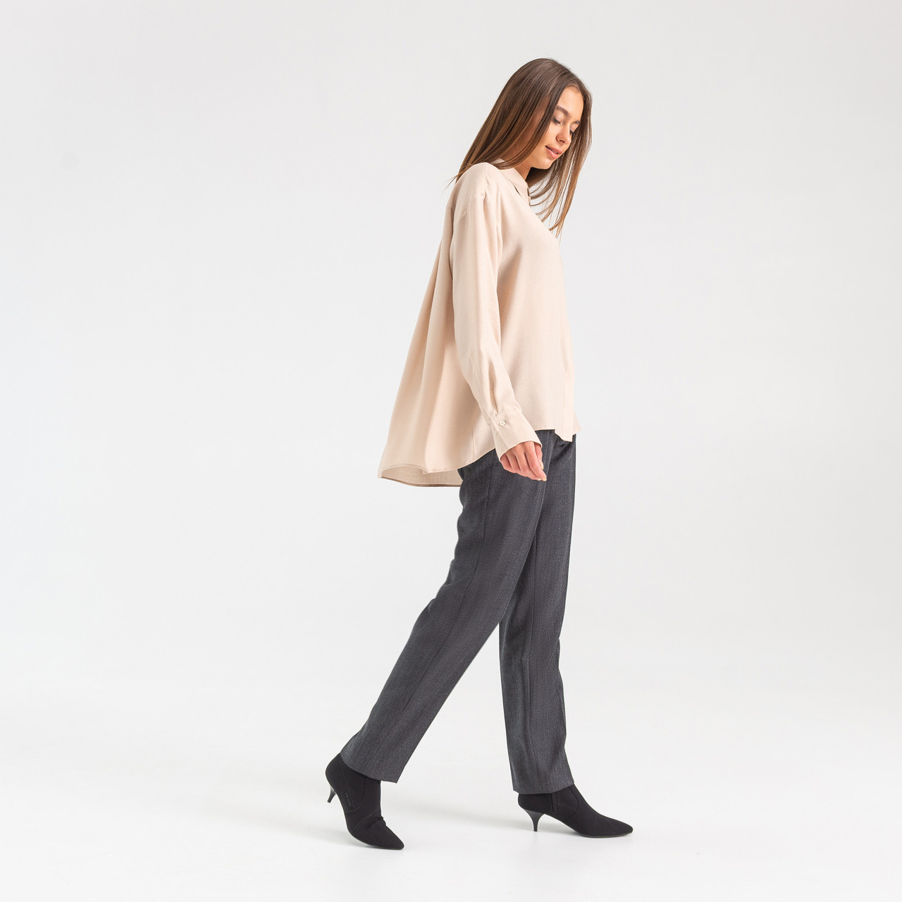 Сорочка жіноча тепла бежева oversize WOOLBOOK