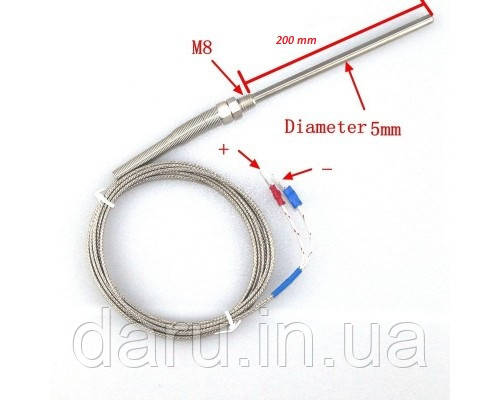 Купить Термопара К-типа,200 мм датчик температуры с резьбой 0-400 С для ...