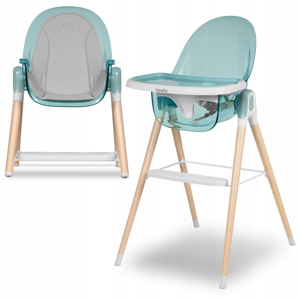 Стілець для годування 2в1 Lionelo Maya Green Turquoise, регульована висота і спинка, безпечні матеріали, фото 1