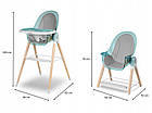 Стілець для годування 2в1 Lionelo Maya Green Turquoise, регульована висота і спинка, безпечні матеріали, фото 6