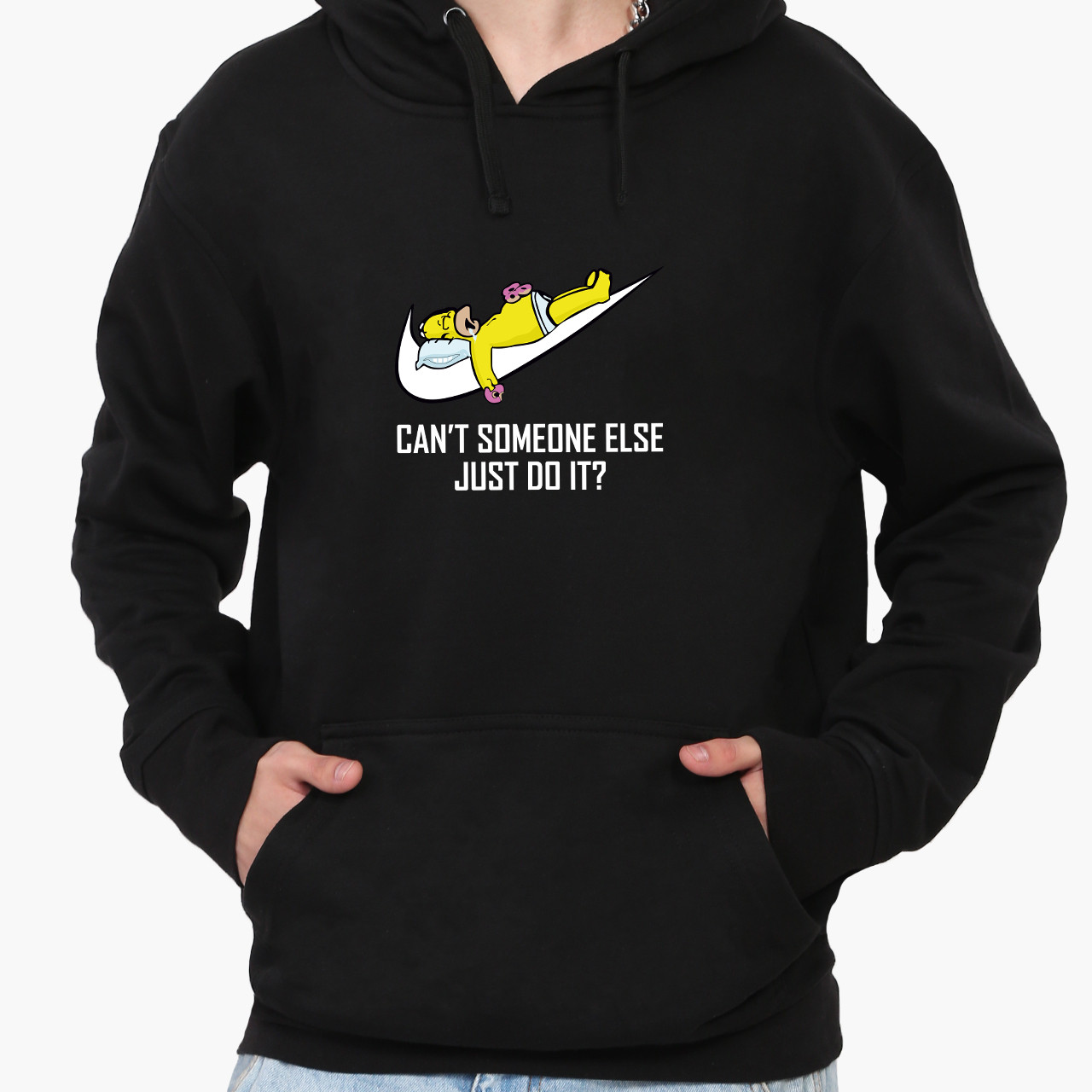 Худі кофта чоловічий Гомер Сімпсон (The Simpsons JUST DO IT) Кенгуру  Чорний