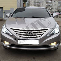 Передние фары, оптика головного света (черны) Hyundai Sonata YF (2011-2014)