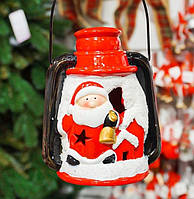 Новогодний сувенир, подвесной фонарик с LED подсветкой "Дед Мороз" 14х12х9 см