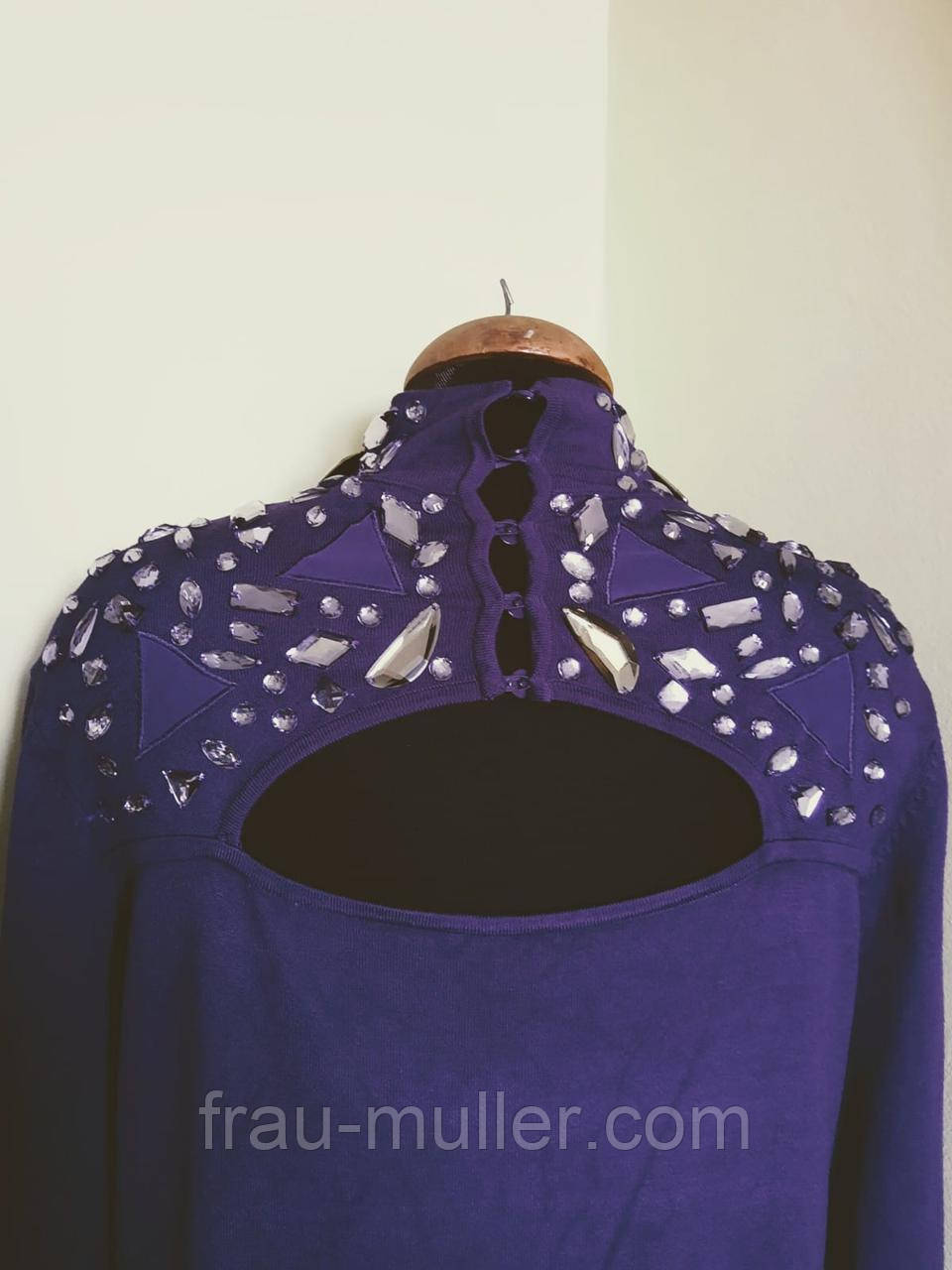 Нарядный свитер женский фиолетовый с полукруглым вырезом Leo Guj - фото 3 - id-p1509441026