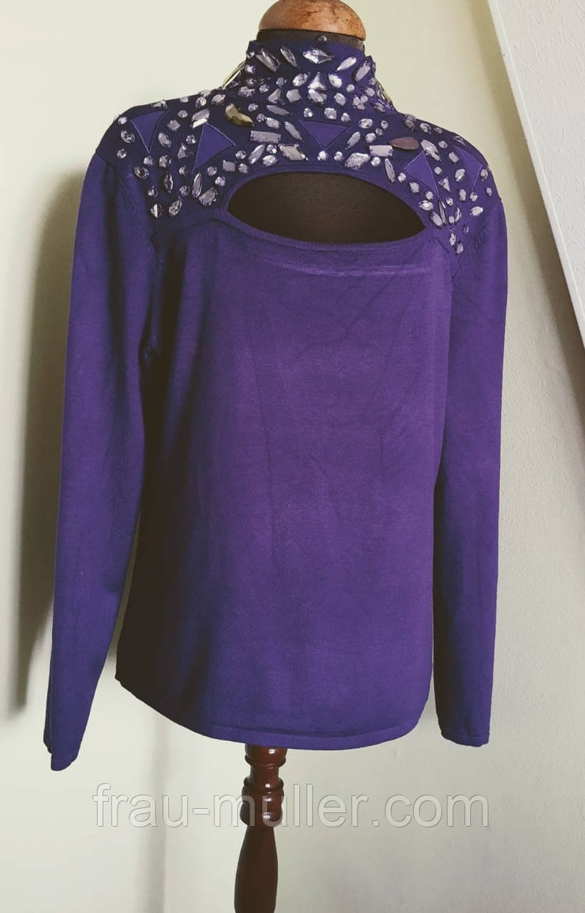 Нарядный свитер женский фиолетовый с полукруглым вырезом Leo Guj - фото 5 - id-p1509441026
