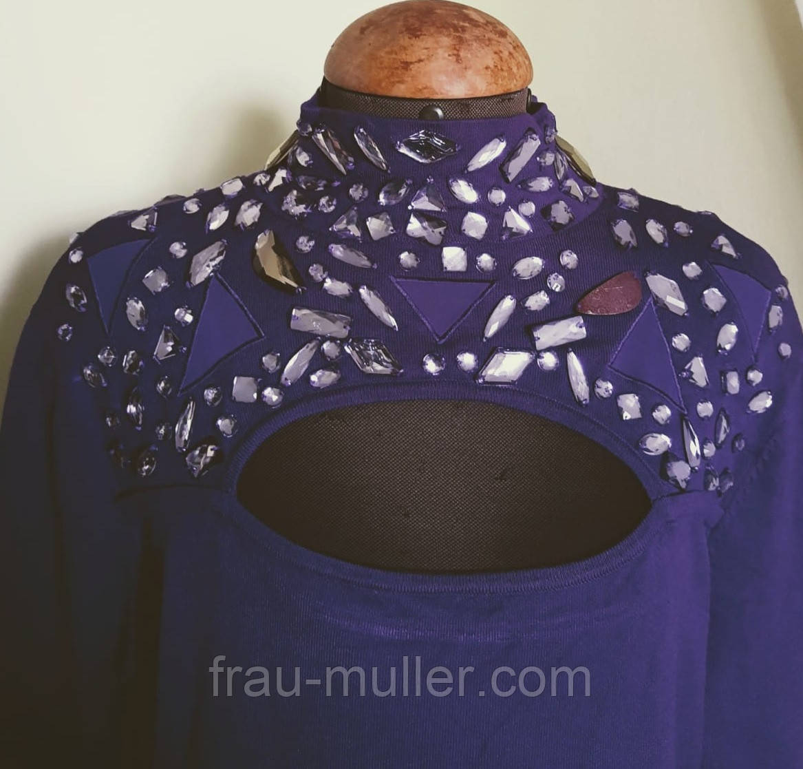 Нарядный свитер женский фиолетовый с полукруглым вырезом Leo Guj - фото 6 - id-p1509441026