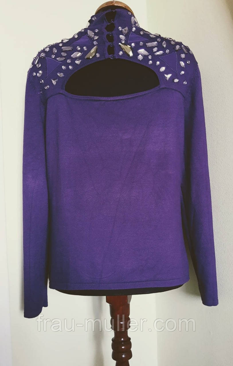Нарядный свитер женский фиолетовый с полукруглым вырезом Leo Guj - фото 9 - id-p1509441026
