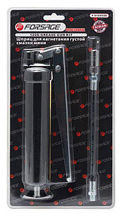Шприц важільно-плунжерний для нагнітання густої змазки з гнучким наконечником 120гр., у блістері Forsage