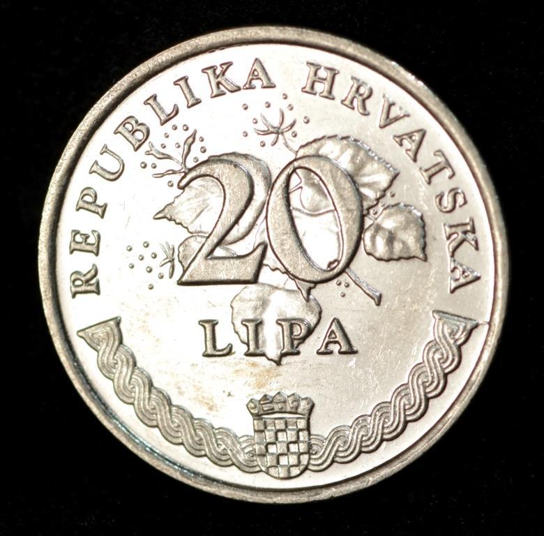 Монета Хорватії 20 липа 2003-17 рр. Олива європейська