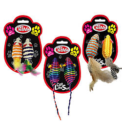 Набір іграшок для кішок Pet Nova «Мишки і пір'ячко»