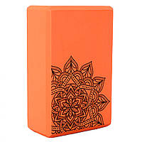Блок для йоги EVA разноцветный с рисунком ОПТ оранжевый