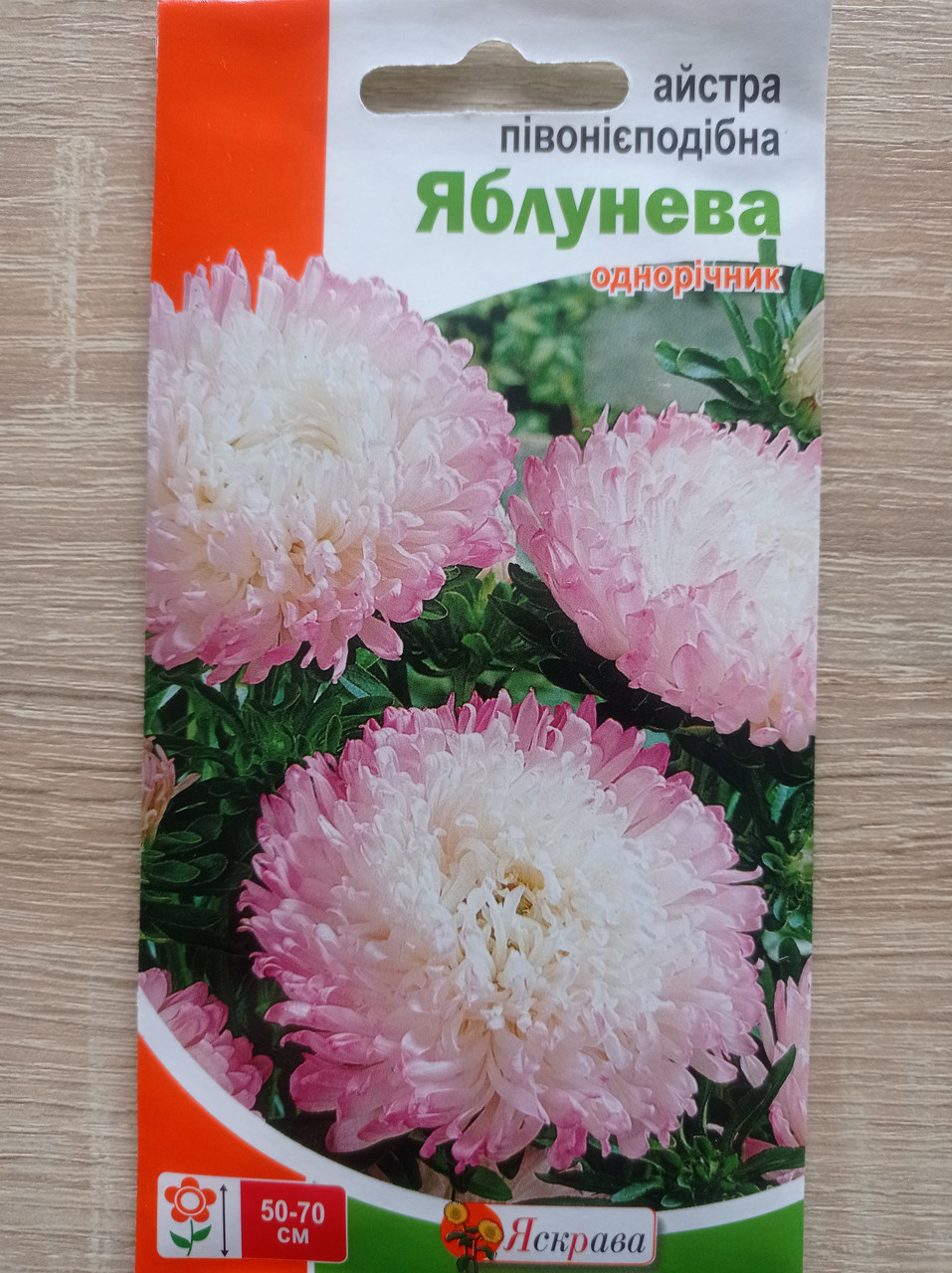 Айстра півонієподібна біло-рожева Яблунева 0.3 г, Яскрава, фото 1