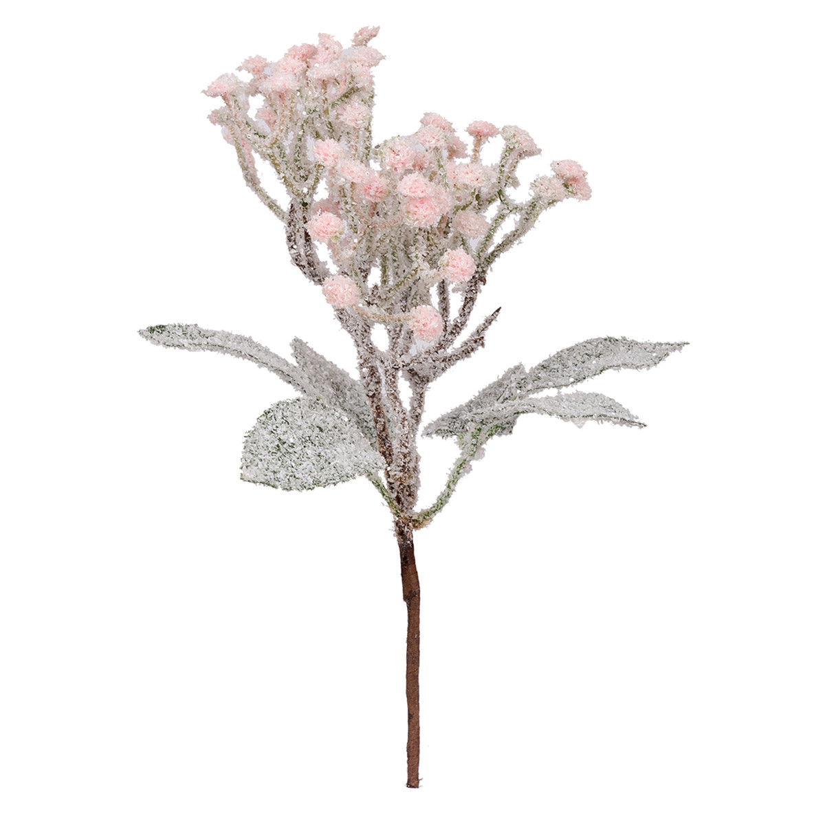 Гілка декоративна Yes! Fun 23 см, рожева, засніжена, фото 1